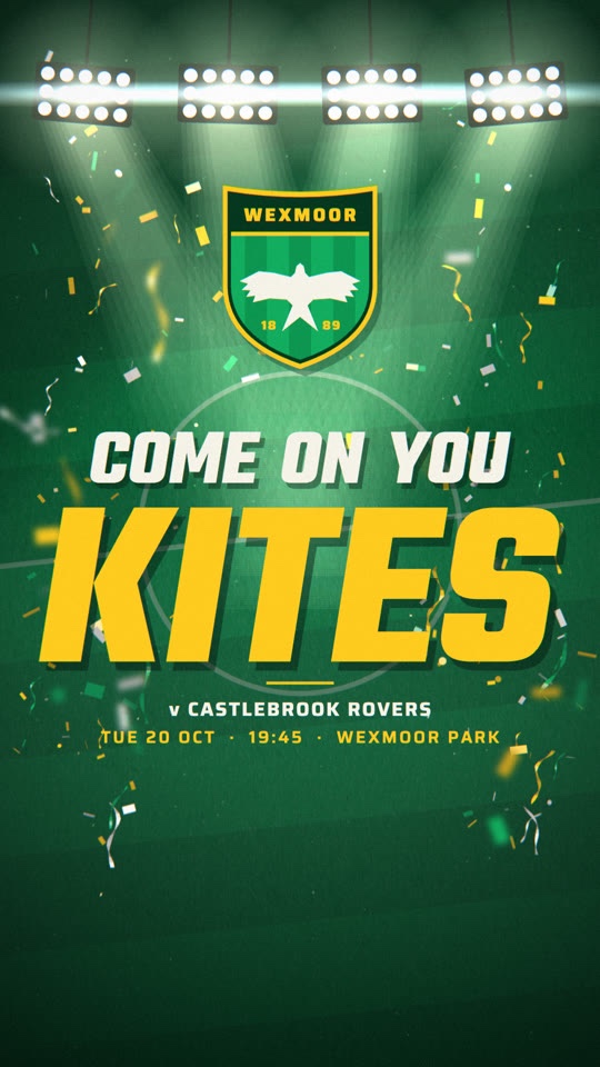 Match Day: the word KITES in emerald and gold under floodlights.